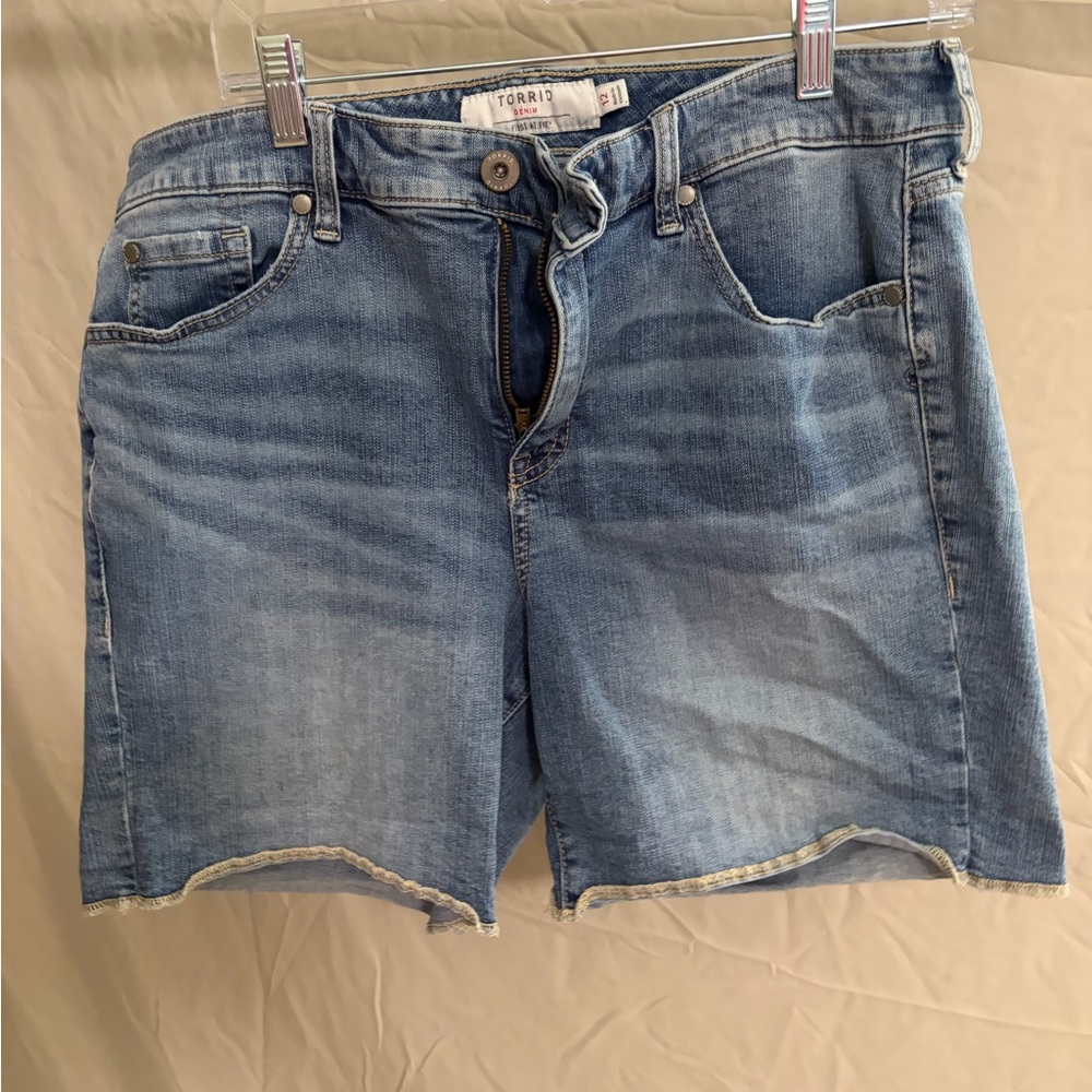Torrid Light Blue Distressed Denim Shorts